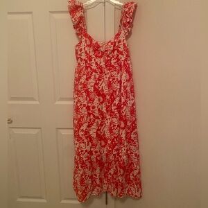 Red and White Floral Women's Dress